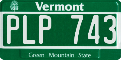 VT license plate PLP743