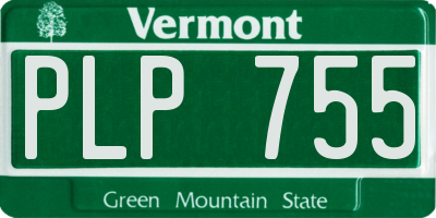 VT license plate PLP755