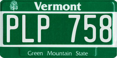VT license plate PLP758