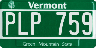 VT license plate PLP759