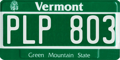 VT license plate PLP803