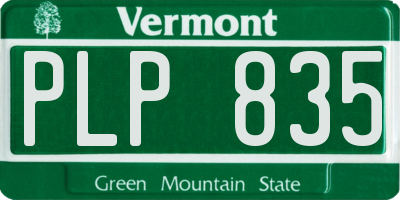 VT license plate PLP835