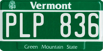 VT license plate PLP836