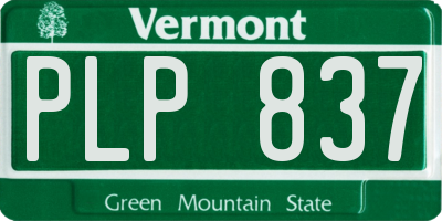 VT license plate PLP837