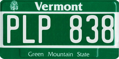 VT license plate PLP838