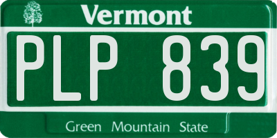VT license plate PLP839