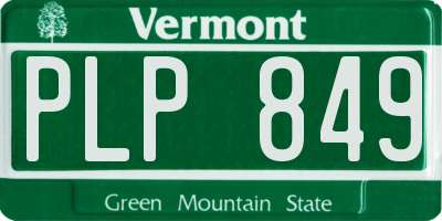 VT license plate PLP849