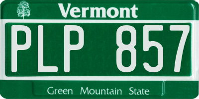 VT license plate PLP857