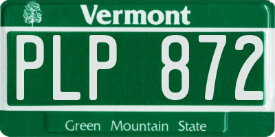 VT license plate PLP872