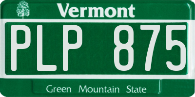 VT license plate PLP875