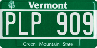 VT license plate PLP909