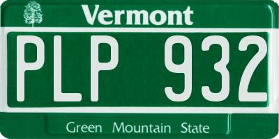 VT license plate PLP932