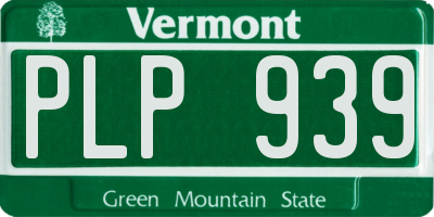 VT license plate PLP939