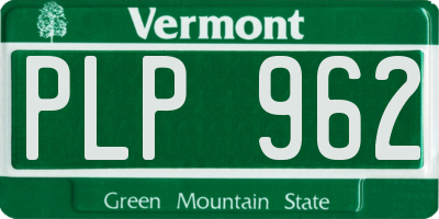 VT license plate PLP962