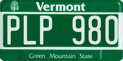 VT license plate PLP980