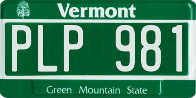 VT license plate PLP981