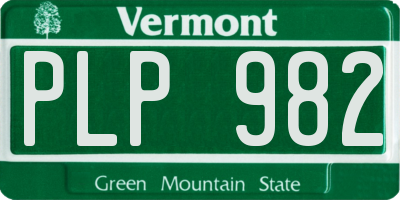 VT license plate PLP982