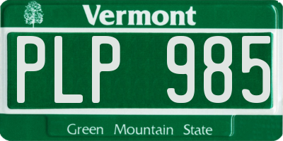 VT license plate PLP985