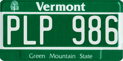 VT license plate PLP986