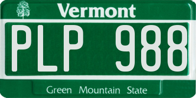 VT license plate PLP988