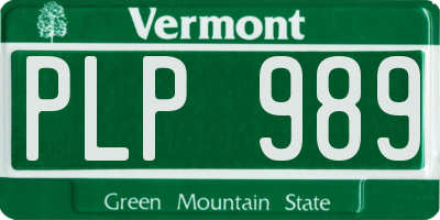 VT license plate PLP989