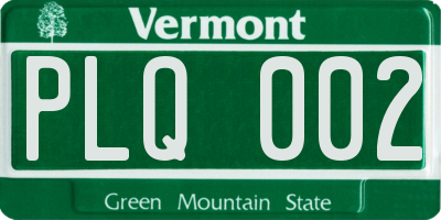 VT license plate PLQ002