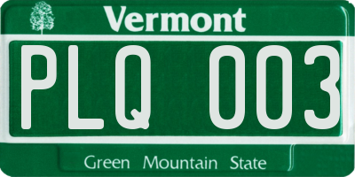 VT license plate PLQ003