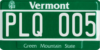 VT license plate PLQ005