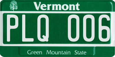VT license plate PLQ006