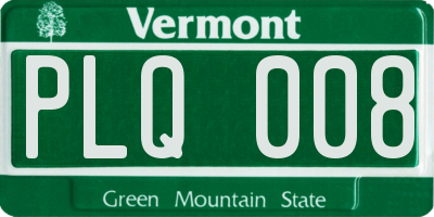 VT license plate PLQ008