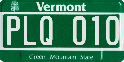 VT license plate PLQ010