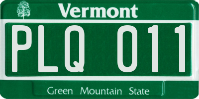VT license plate PLQ011