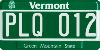 VT license plate PLQ012