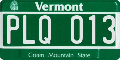 VT license plate PLQ013