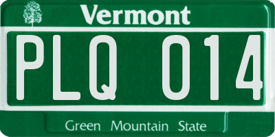 VT license plate PLQ014