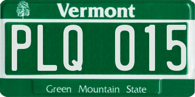VT license plate PLQ015