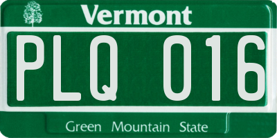 VT license plate PLQ016