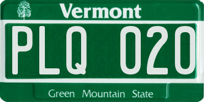 VT license plate PLQ020