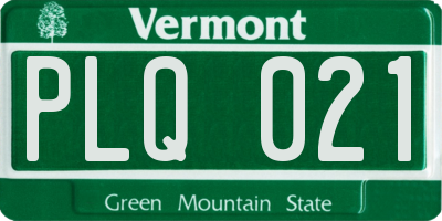 VT license plate PLQ021