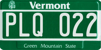 VT license plate PLQ022