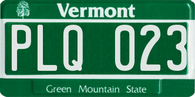 VT license plate PLQ023