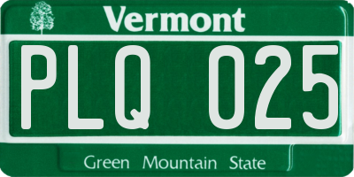 VT license plate PLQ025