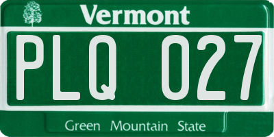 VT license plate PLQ027