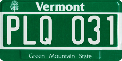 VT license plate PLQ031