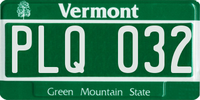VT license plate PLQ032