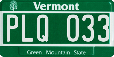 VT license plate PLQ033