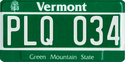 VT license plate PLQ034