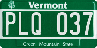 VT license plate PLQ037