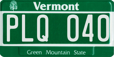 VT license plate PLQ040