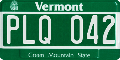 VT license plate PLQ042